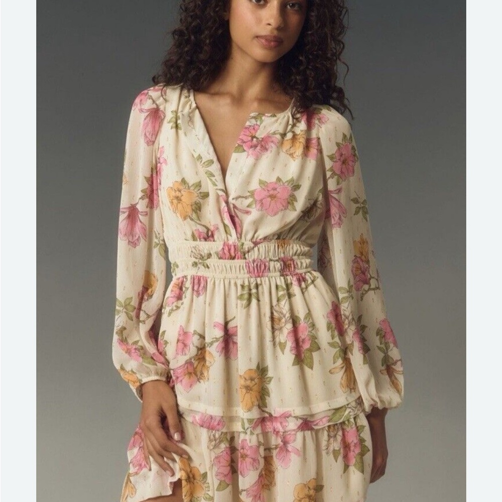 Anthropologie Maeve Long-sleeve Somerset Mini Dress